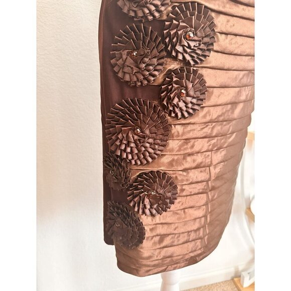 Franccesca Bellini Women Sleeveless Embellished‎ Lined Midi Dress. Brown. S/M - Picture 7 of 14